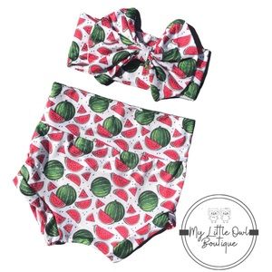 2PC Watermelon Bow & Bummie Set